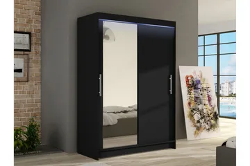 Estella Garderob med Spegel 120x200 cm - Svart - Products - Förvaring - Garderober & garderobssystem