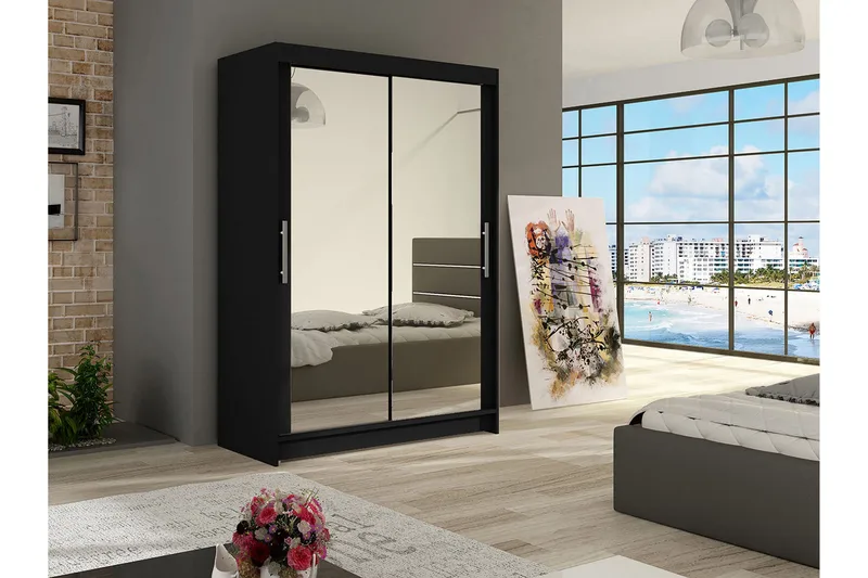 Estella Garderob Skjutdörrar Speglar - Svart/Spegel - Products - Förvaring - Garderober & garderobssystem