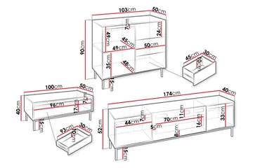 Bjurholm Möbelset För Vardagsrum - Svart - Products - Förvaring - Förvaringsmöbler - Möbelset för vardagsrum