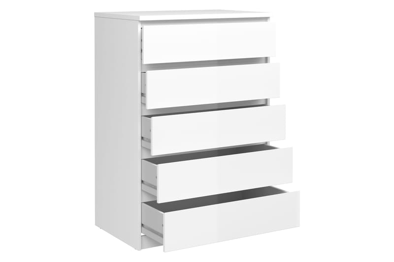 Naia Byrå 77 cm 5 Lådor - Vit/Högglans - Products - F örvaring - Förvaringsmöbler - Byrå - Hallbyrå