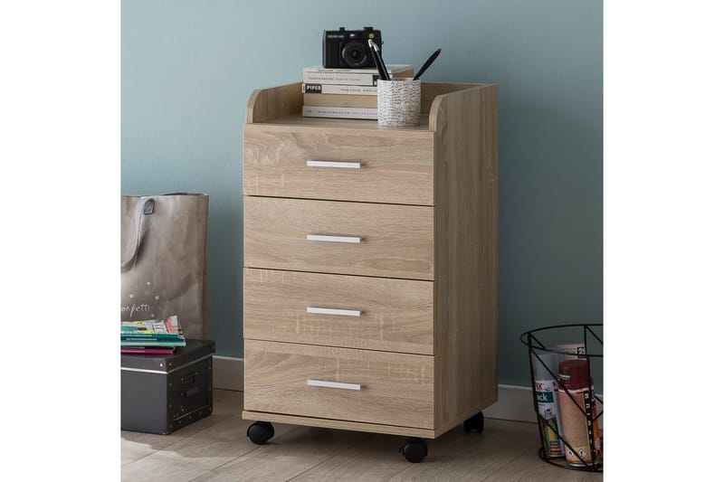 Rullkontejner Wohnling 4 lådor med hjul, förvaringsbricka, foliebelagd spånskiva, modern stil Sonoma - Sonoma - Products - Förvaring - Förvaringsmöbler - Byrå - Hurts
