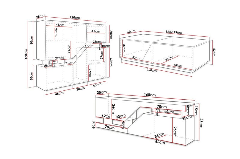 Carbost Möbelset För Vardagsrum White - Products - Förvaring - Förvaringsmöbler - Möbelset för vardagsrum