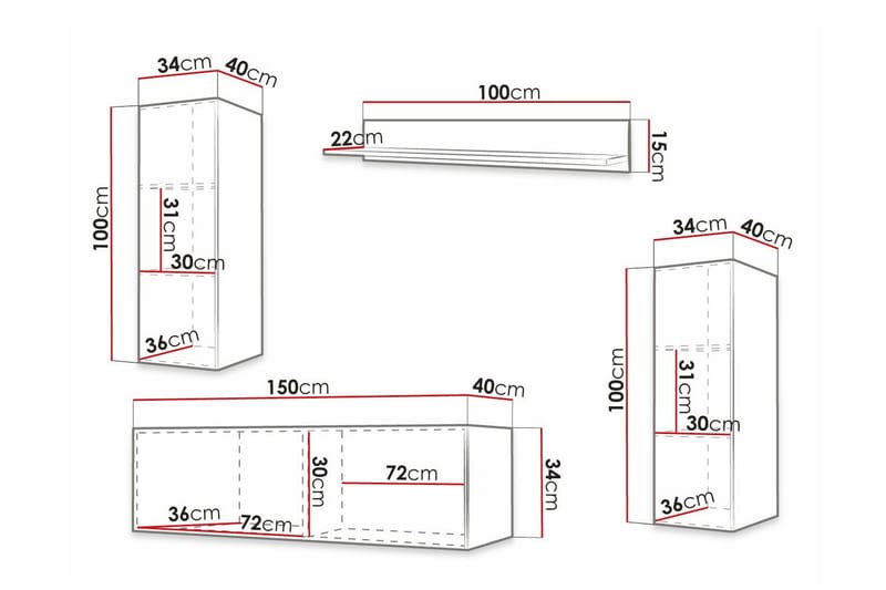 Dunvegan Möbelset För Vardagsrum Black - Products - Förvaring - Förvaringsmöbler - Möbelset för vardagsrum