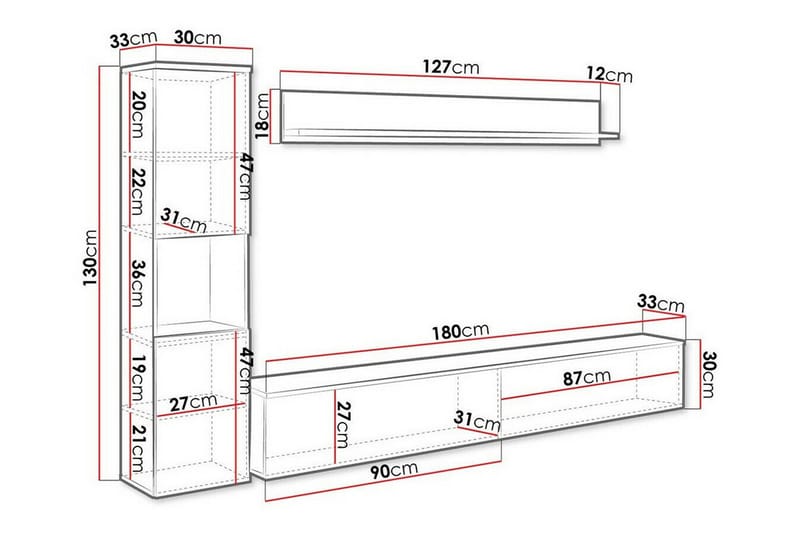 Galbally Möbelset För Vardagsrum Brown - Products - Förvaring - Förvaringsmöbler - Möbelset för vardagsrum