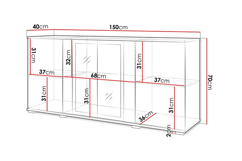 Gamal Skänk 150x40 cm - Brun - Products - Förvaring - Förvaringsmöbler - Sideboard & skänk