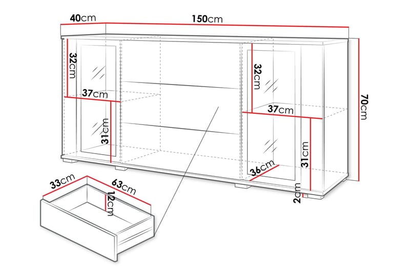 Gamal Skänk 150x40 cm - Svart - Products - Förvaring - Förvaringsmöbler - Sideboard & skänk
