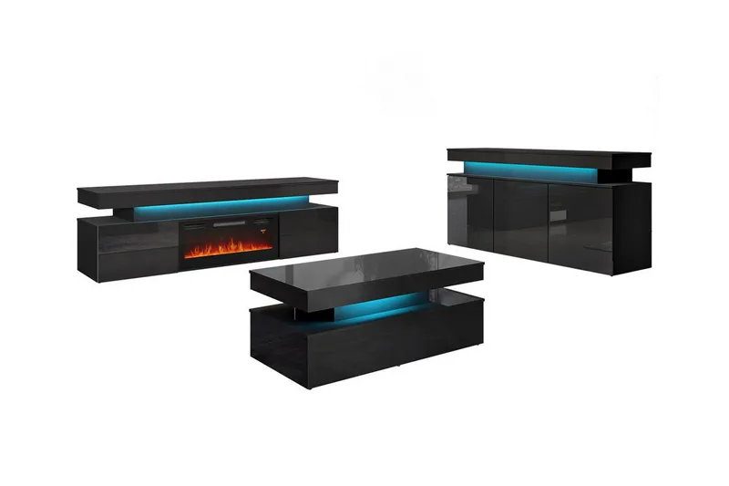 Glenndale Möbelset Vardagsrum med Belysning, Svart