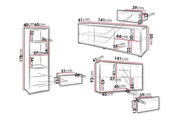 Kintore Möbelset För Vardagsrum White - Products - Förvaring - Förvaringsmöbler - Möbelset för vardagsrum