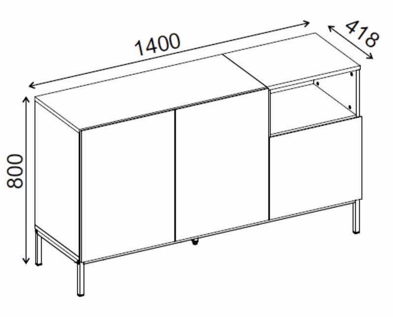Morlen Konsol 140x80x41,8 cm - Natural Oak, Wood Black, Sandstone - Products - Förvaring - Förvaringsmöbler - Sideboard & skänk
