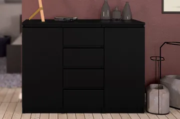 Naia Skänk med 2 Dörrar + 4 Lådor - Mattsvart - Products - Förvaring - Förvaringsmöbler - Sideboard & skänk