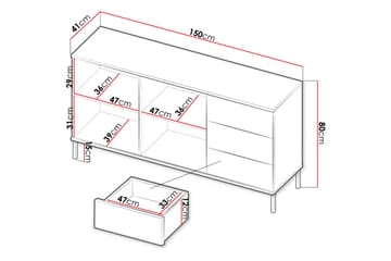 Querty Skåpsbyrå 150x80x41 cm - Svart - Products - Förvaring - Förvaringsmöbler - Byrå