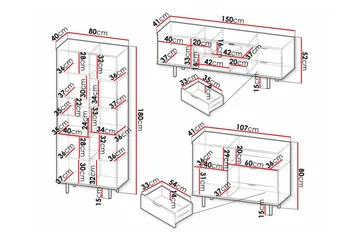 Staffin Möbelset För Vardagsrum - Svart - Products - Förvaring - Förvaringsmöbler - Möbelset för vardagsrum
