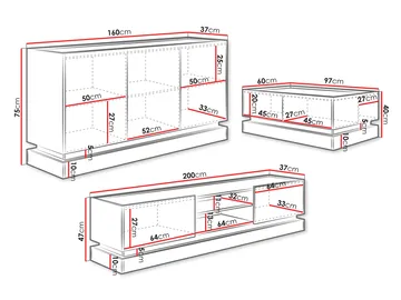 Zelric Möbelset För Vardagsrum - Svart - Products - Förvaring - Förvaringsmöbler - Möbelset för vardagsrum