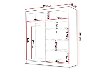 Chavez Garderob 180x215 cm - Vit/Svart - Products - Förvaring - Garderober & garderobssystem - Garderobsskåp
