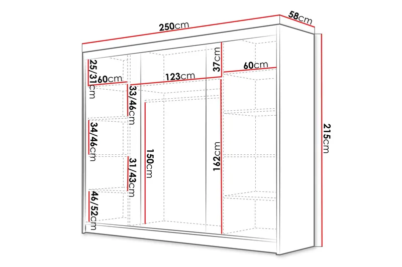 Cinerea Garderob 250x215 cm - Vit - Products - Förvaring - Garderober & garderobssystem - Garderobsskåp