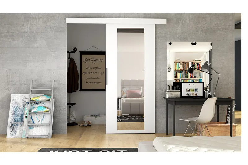 Nemanja Skjutdörr 86x205 cm, Vit