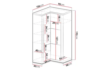 Indianapolis Garderob 106x58x192 cm - VIt - Products - Förvaring - Garderober & garderobssystem - Hörngarderob