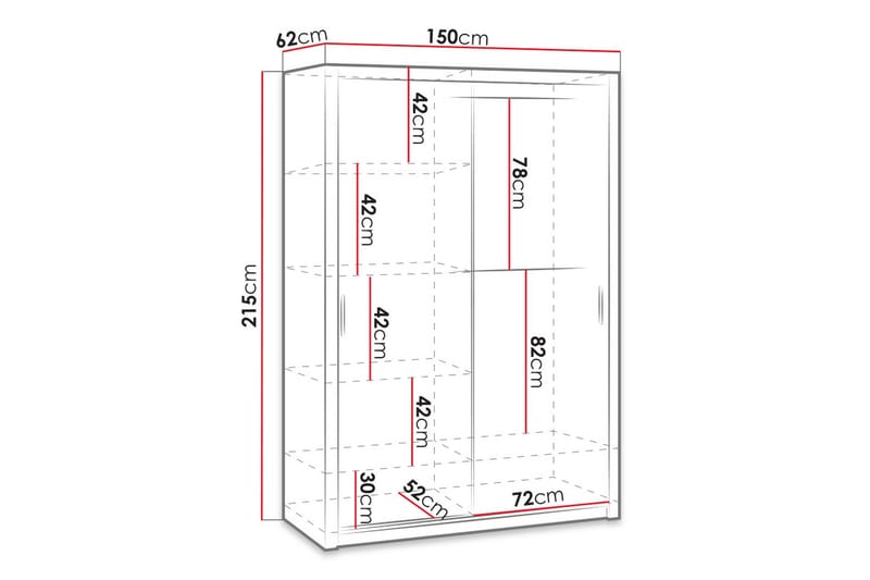 Julissa Garderob 150 cm - Vit - Products - Förvaring - Garderober & garderobssystem - Garderobsskåp