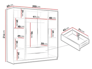 Kelros Garderob 200x216 cm - Vit - Products - Förvaring - Garderober & garderobssystem - Garderobsskåp