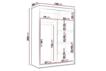 Lungos Garderob 120x200 cm - Vit - Products - Förvaring - Garderober & garderobssystem - Garderobsskåp