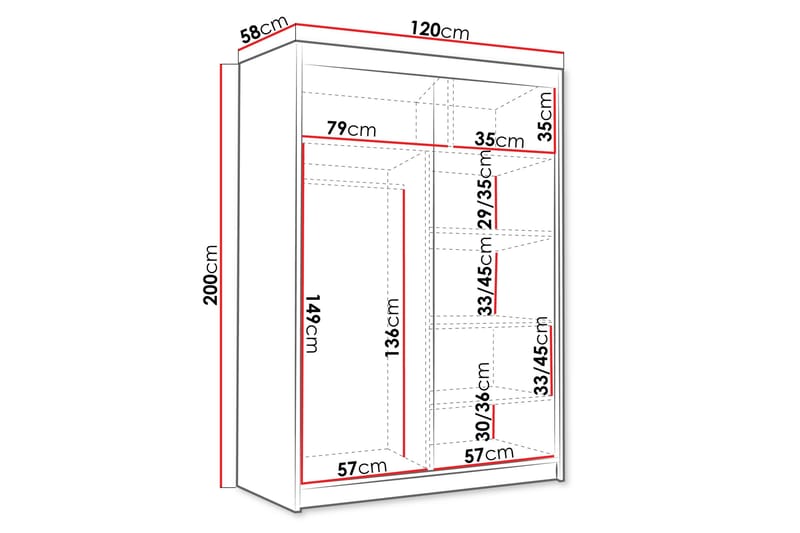 Lungos Garderob 120x200 cm - Vit - Products - Förvaring - Garderober & garderobssystem - Garderobsskåp