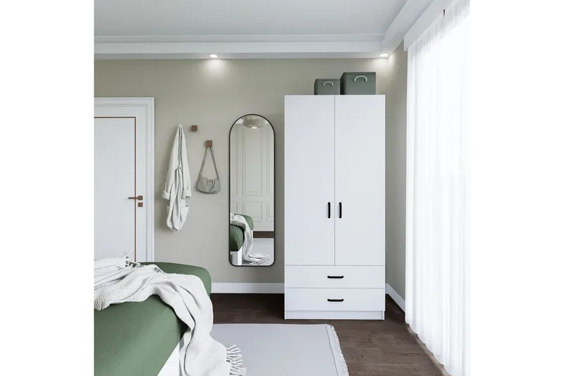 Yaman Garderob 80x182 cm - Mattvit - Products - Förvaring - Garderober & garderobssystem - Garderobsskåp