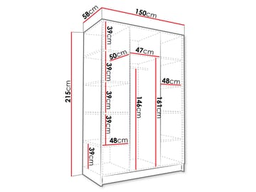 Herrljunga Garderob med Spegel 150x215 cm - Svart/Spegel - Products - Förvaring - Garderober & garderobssystem