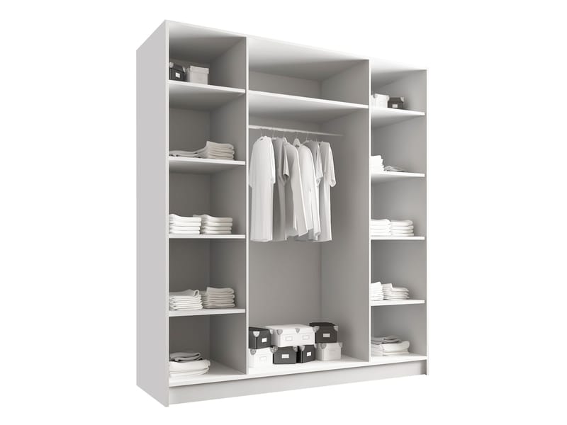Herrljunga Garderob med Spegel 200x215 cm - Brun/Guld/Spegel - Products - Förvaring - Garderober & garderobssystem