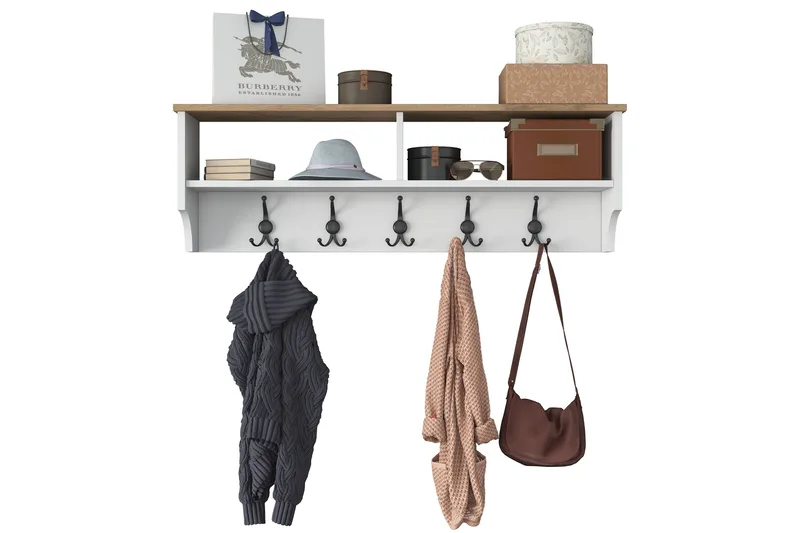 Caraway Hatthylla 120x22,2 cm Vit/Brun - Hanah Home - Products - Förvaring - Hylla - Hatthylla