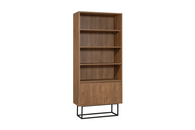 Vernavola Bokhylla 80x36 cm 3 Hyllor, Mörkbrun/Svart