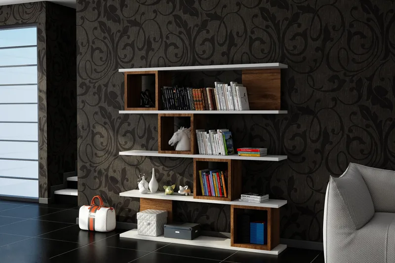 Windlar Vägghylla - Valnöt/Vit - Products - Förvaring - Hylla - Bokhylla