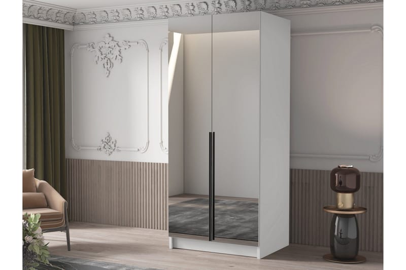 Julissa Garderob med Spegel 100 cm - Vit/Svart - Products - Förvaring - Garderober & garderobssystem