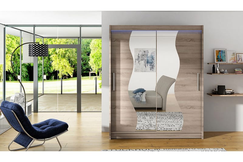 Leila Garderob med Spegel 150x200 cm - Beige - Products - Förvaring - Garderober & garderobssystem