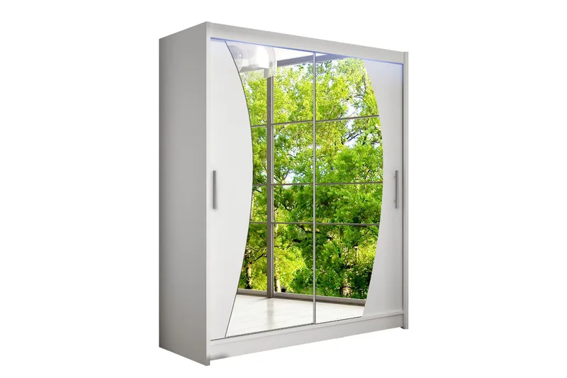 Leila Garderob med Spegel 150x200 cm, Vit