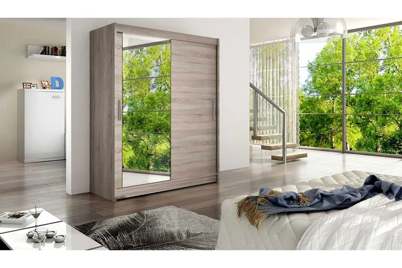 Leila Garderob Skjutdörrar Spegel - Trä/Natur - Products - Förvaring - Garderober & garderobssystem