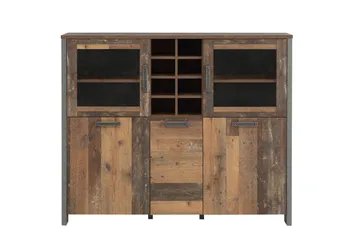 Cadle Vitrinskåp 41 cm djup 151 cm bred 125 cm hög Trä - Brun/Grå - Products - Förvaring - Skåp - Vitrinskåp