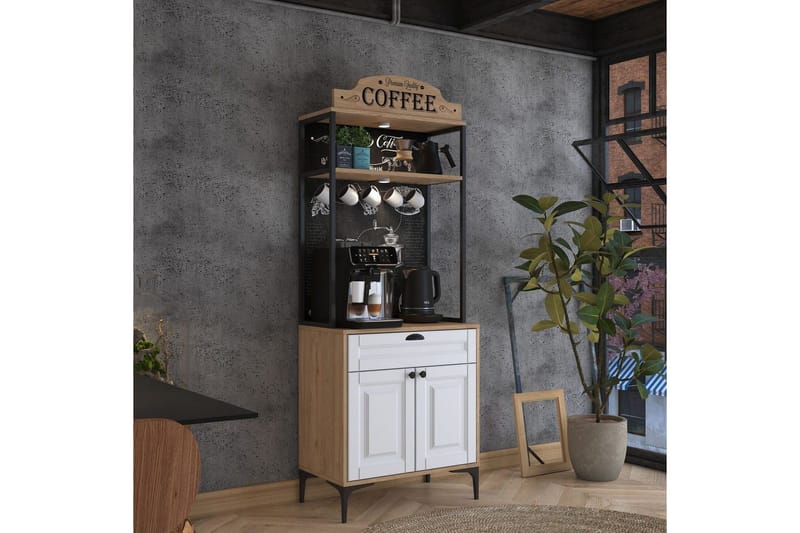 Flerfunktionsskåp Cerreta 157 Valnöt / Vit - Vit/Mörkfärgat trä - Products - Förvaring - Skåp - Förvaringsskåp