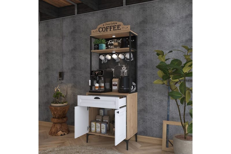 Flerfunktionsskåp Cerreta 157 Valnöt / Vit - Vit/Mörkfärgat trä - Products - Förvaring - Skåp - Förvaringsskåp
