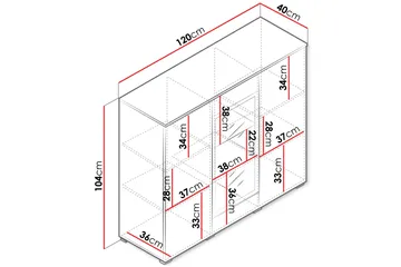 Sherie Vitrinskåp 120x104 cm - Vit - Products - Förvaring - Skåp - Vitrinskåp