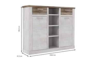 Talebi Skänk 41 cm djup 160 cm bred 128 cm hög Ljust Trä - Brun/Vit - Products - Förvaring - Skåp - Vitrinskåp