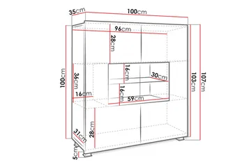 Tessan Vitrinskåp 100x107 cm - Svart - Products - Förvaring - Skåp - Vitrinskåp