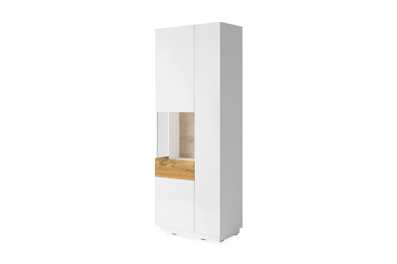 Tomeka Vitrinskåp 40 cm djup 80 cm bred 207 cm hög Ljust Trä Hylla Vänster, Vit/Trä