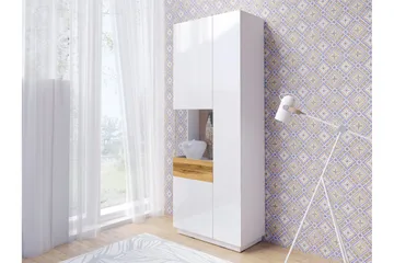 Tomeka Vitrinskåp 40 cm djup 80 cm bred 207 cm hög Ljust Trä Hylla Vänster - Vit/Trä - Products - Förvaring - Skåp - Vitrinskåp