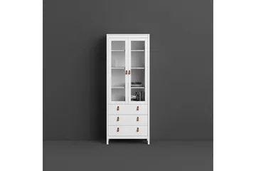 Vallvidera Vitrinskåp 33 cm djup 78 cm bred 199 cm hög Ljust Trä Glas - Vit - Products - Förvaring - Skåp - Vitrinskåp