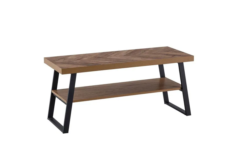 Bänk Wohnling Ekfiskbensdekor med hylla Stabil metallram Modern look