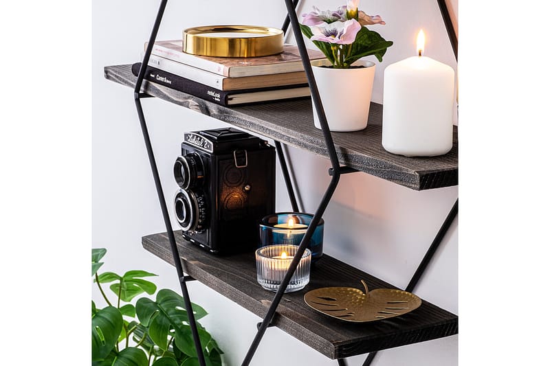 Gyllenlack Vägghylla 60x15 cm 3 Hyllor - Svart/Mörkbrun - Products - Förvaring - Småförvaring - Väggförvaring