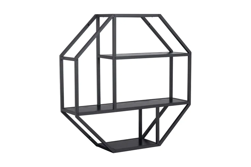 Hasslevik Vägghylla 77x20 cm 4 Hyllor, Svart/Matt Svart