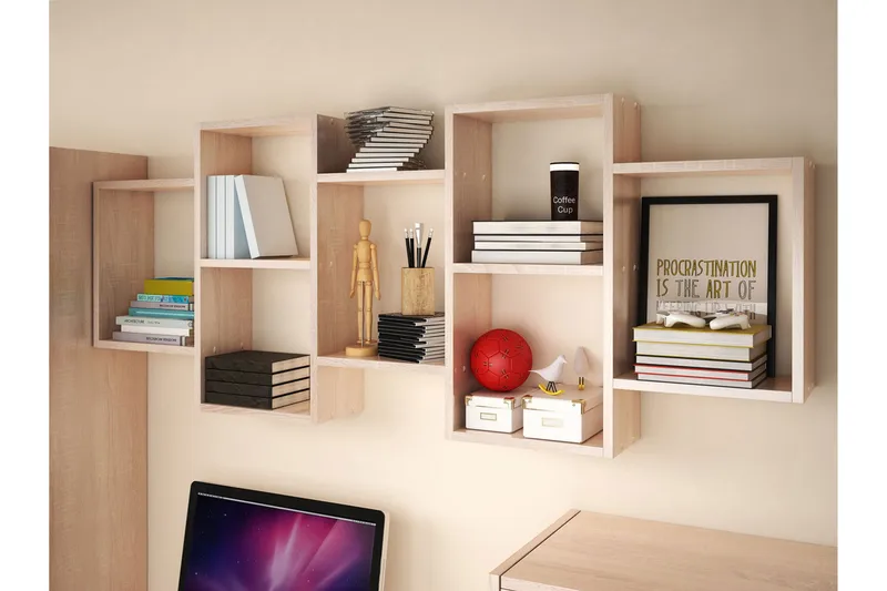 Trio Vägghylla 161x18x65 cm - Beige - Products - Förvaring - Småförvaring - Väggförvaring