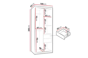 Tallmo Garderob m. Spegel 100x200 cm - Brun/Beige - Products - Förvaring - Garderober & garderobssystem