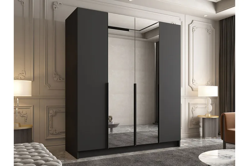 Vadstena Garderob med Spegel 200 cm - Svart - Products - Förvaring - Garderober & garderobssystem